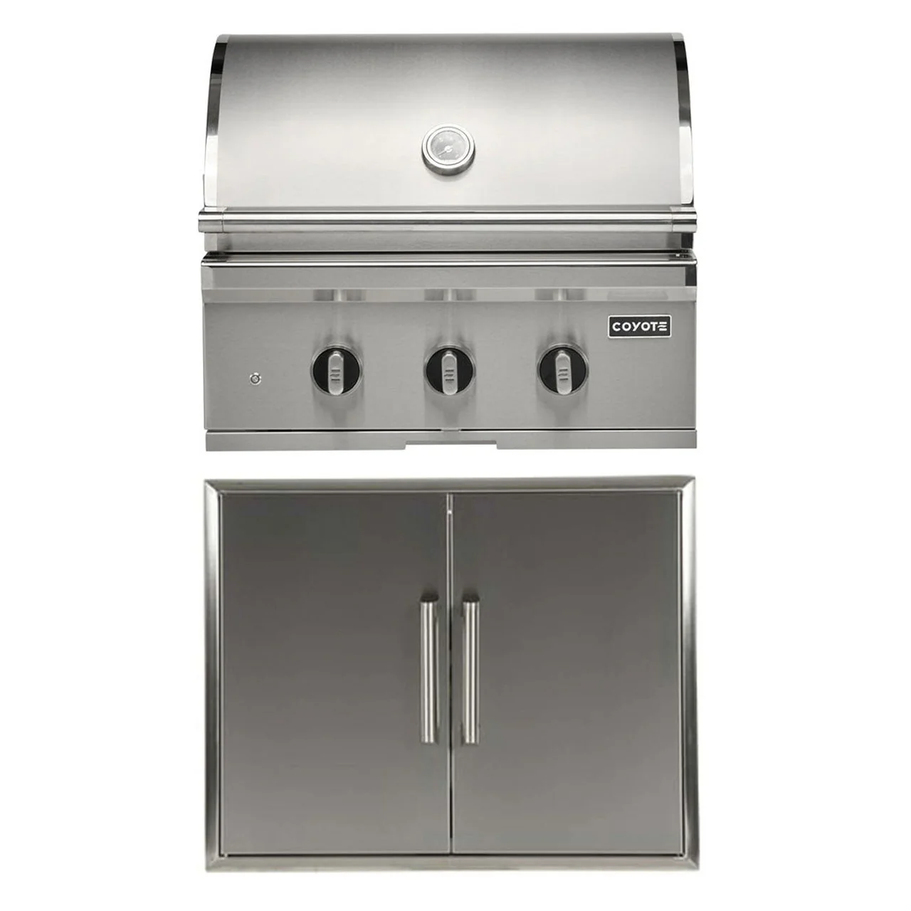 Coyote 30" SL-Series Grill Package - Includes SL-Series 30" Built-In Grill with Sear Zone & Rotisserie, 26" Double Access Door - C3SL30+CDA2426
