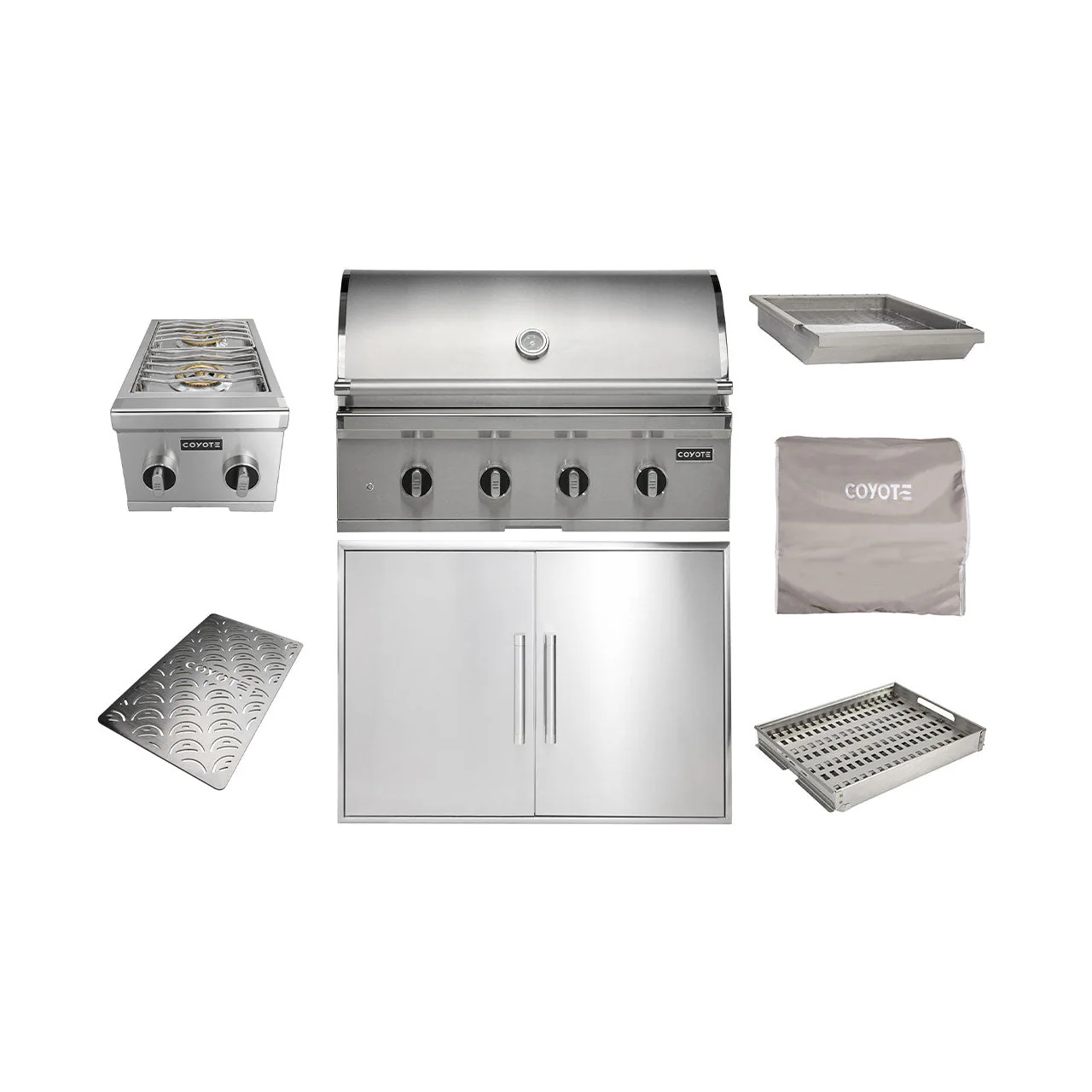 Coyote 36" CL-Series Grill Package w/ Accessories - C3CL36+C3-DA2436+C3DB+CCVR36-BIG+CCHTRAY12+C3CLSIGRATE36V+C1GRDL