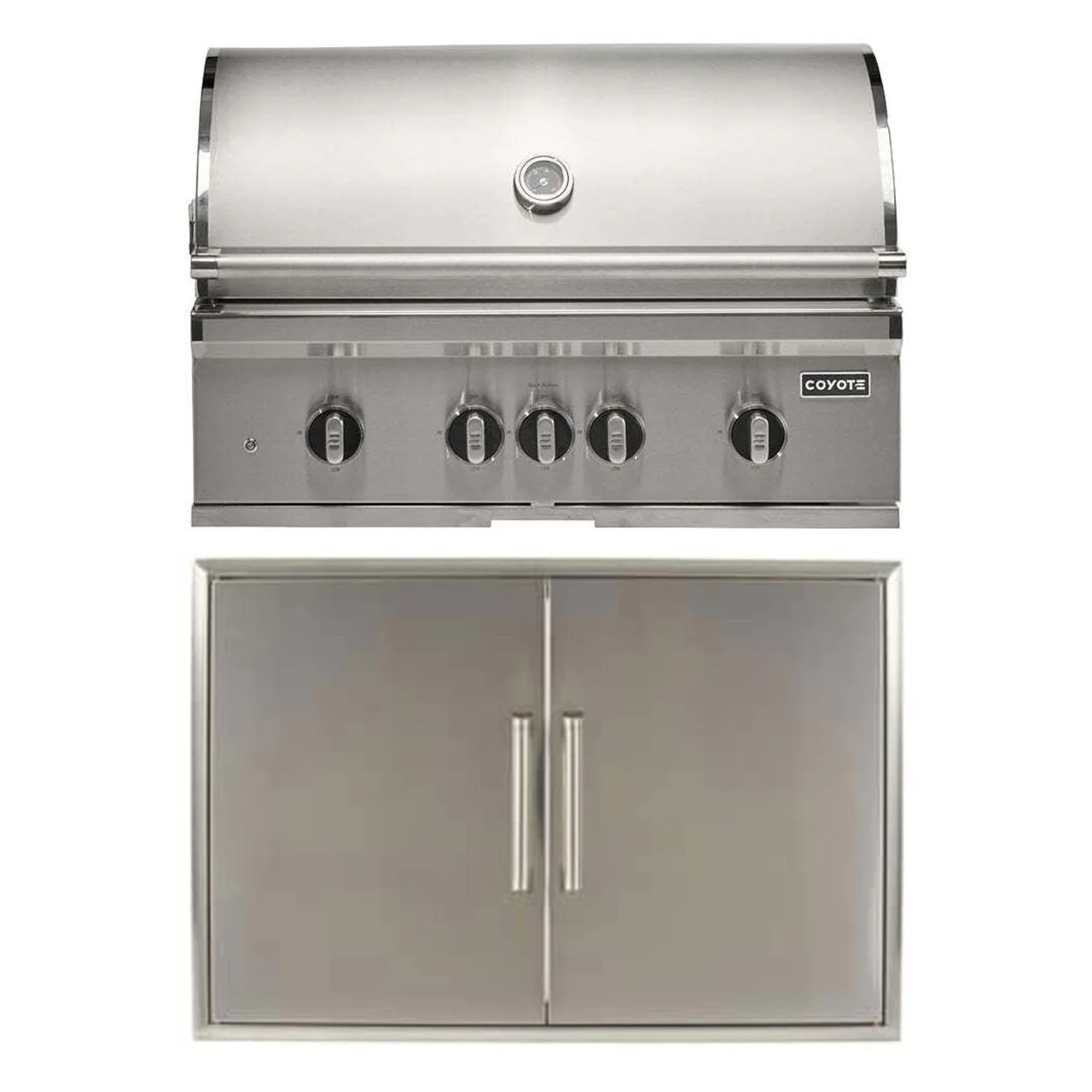 Coyote 36" SL-Series Grill Package - Includes SL-Series 36" Built-In Gas Grill with Sear Zone & Rotisserie, 36" Double Access Door - C3SL36+CDA2436