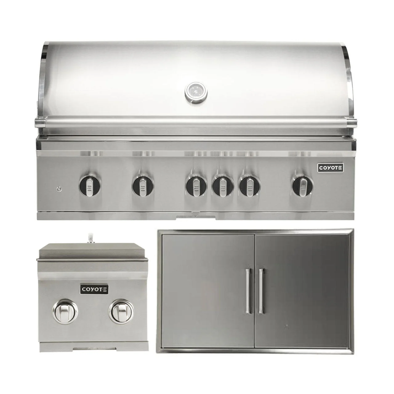 Coyote 42" SL-Series Grill Package - Includes SL-Series 42" Built-In Grill with Sear Zone & Rotisserie, 39" Double Access Door & 12" Built-In Double Side Burner - C3SL42+CDA2439+C1DB