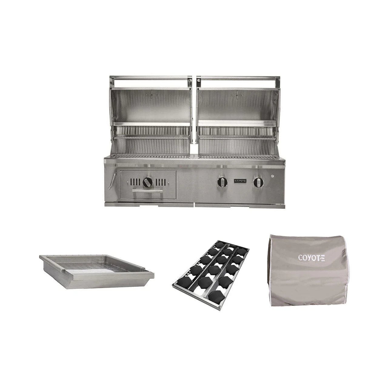 Coyote Hybrid Grill Package w/ Accessories - C3HY50+CCVR50-BIG+C3BRIQ50+C1GRDL
