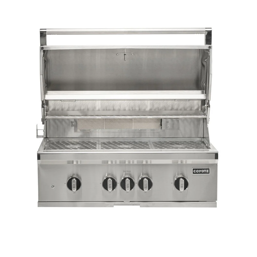Coyote SL-Series 36" Grill Package - Includes 36" SL-Series Grill w/ Cart, Charcoal Tray, Smoker Box, and Rotisserie Kit - C3SL36+C3S36CT+CCHTRAY12+CSBX+C3ROT36 - Image 3