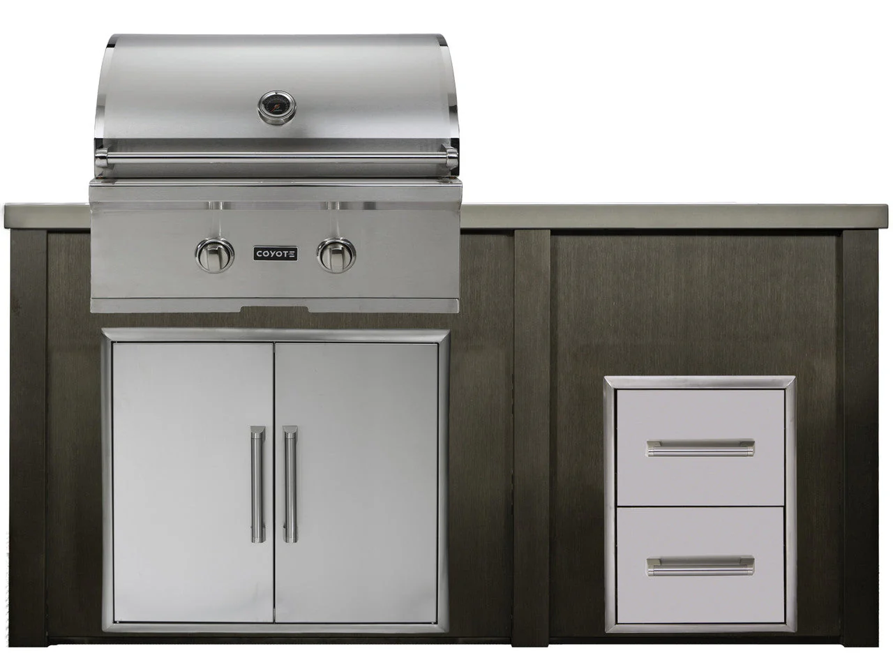 HAVEN 5.5 Ft Outdoor Kitchen Island w/ 2 Drawer Cabinet - HCOY66DRAW - Image 3