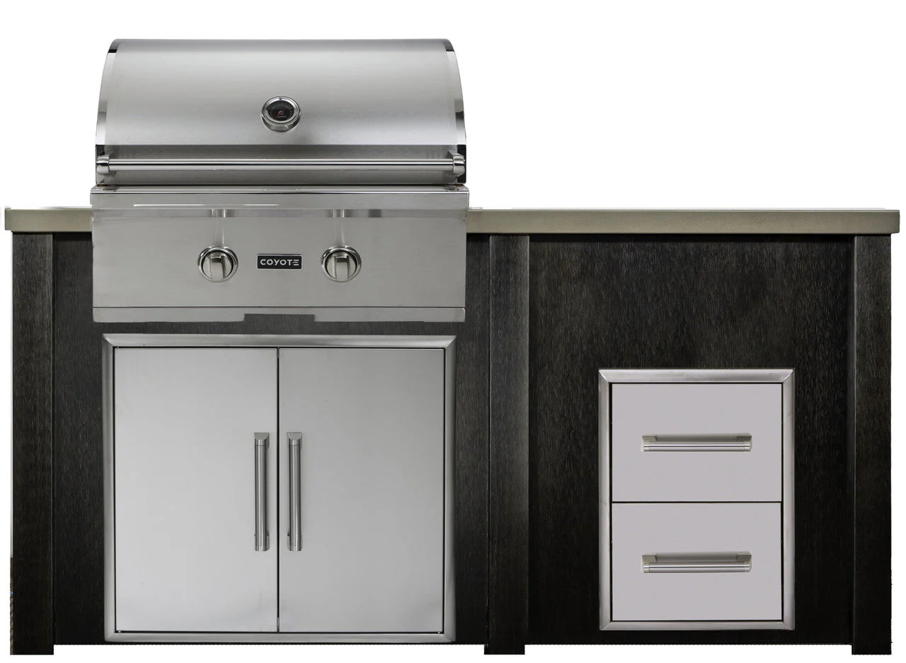 HAVEN 5.5 Ft Outdoor Kitchen Island w/ 2 Drawer Cabinet - HCOY66DRAW - Image 5