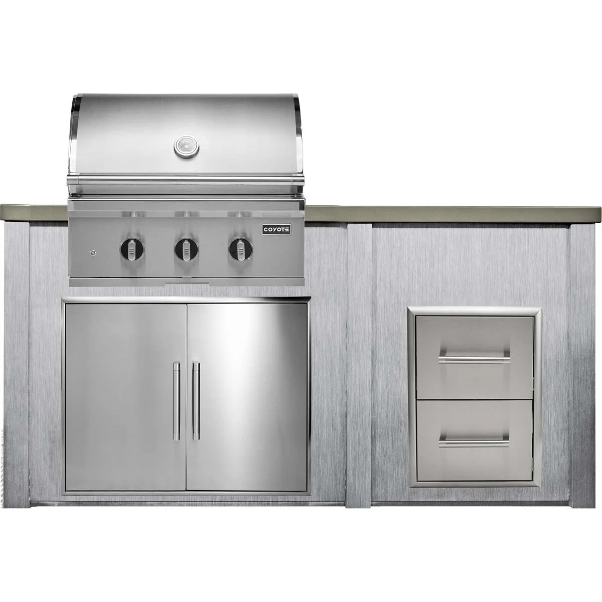HAVEN 6 Ft Outdoor Kitchen Island w/ 2 Drawer Cabinet - HCOY72DRAW - Image 5