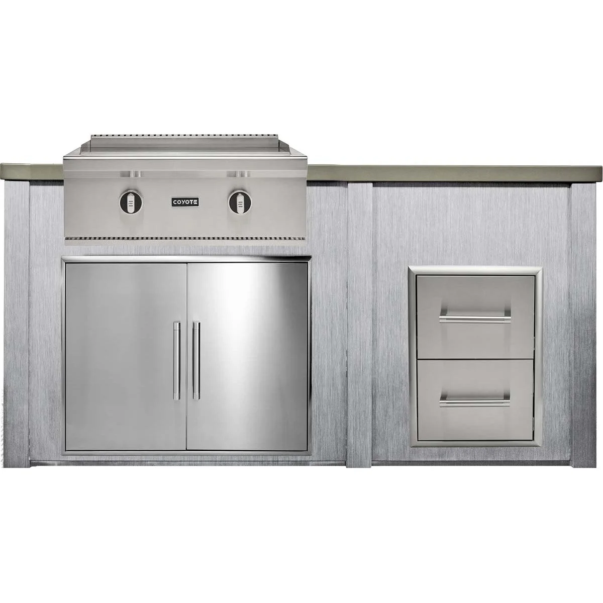 HAVEN 6 Ft Outdoor Kitchen Island w/ 2 Drawer Cabinet - HCOY72DRAW - Image 6